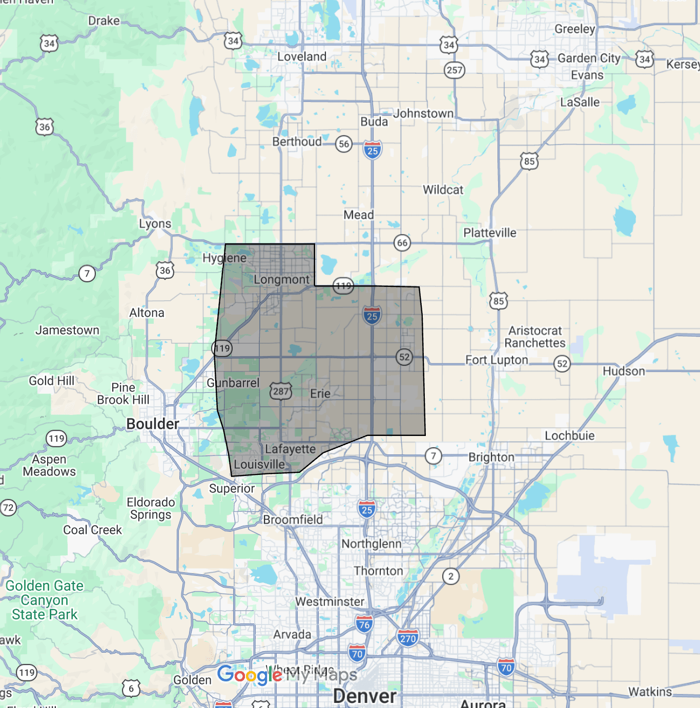 Trailhead service area map